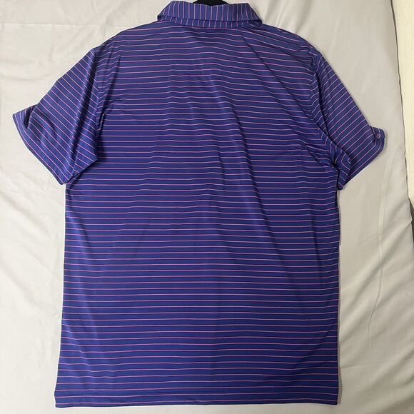 Donald Ross Sport Men's XL Golf Polo Shirt Blue Pink Striped Performance - Picture 2 of 9